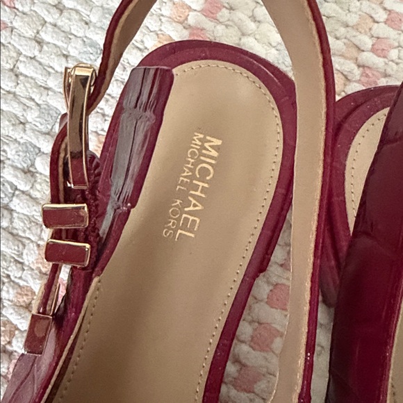 Michael Kors Burgundy Croc-Embossed Slingback Flats - Picture 2 of 6